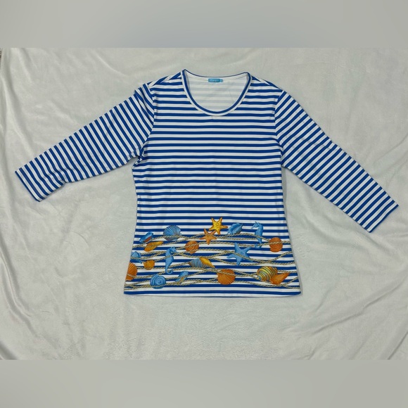 J. McLaughlin Tops - J. McLaughlin Blue and White Striped Top
